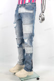 Men Denim Patchwork Design Custom Distressed Ripped Jeans