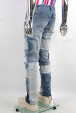 Men Denim Patchwork Design Custom Distressed Ripped Jeans