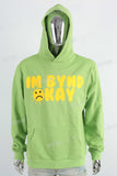 Men Green Screen Printing No String Oversized Cotton Pullover Hoodies
