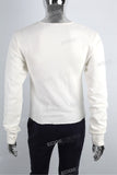 Custom White Waffer Cotton Men Hem Cut Long Sleeve T Shirt