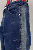 Custom Casual Loose Men Patchwork Straight Regular Denim Jeans