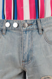 New Men Casual Pocket Cargo Denim Pants Patchwork Distressed Jeans For Men