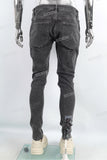 Men Jeans Custom Streetwear Fashion Vintage Wash Embroidery Patch Skinny Ripped Denim Jeans
