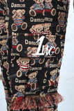 Pupular Cartoon Bear Pattern Tassel Straight Men Tapestry Pants