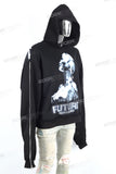 Women Long Sleeve Pullover Black Cotton Digital Printed Hoodie