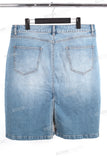 Women High Waist Front Split Distressed Denim Skirt