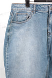 Women High Waist Front Split Distressed Denim Skirt