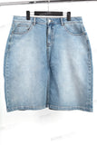 Women High Waist Front Split Distressed Denim Skirt
