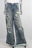Women Distressed Ripped Flare Jeans Denim Pants Custom