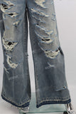 Women Distressed Ripped Flare Jeans Denim Pants Custom