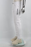Print Embroidery Wihte Men Jeans