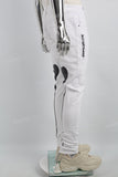 Print Embroidery Wihte Men Jeans