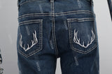 Embroidery Pocket Logo Men Jeans