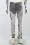 Grey Embroidery Logo Stacked Jeans Men