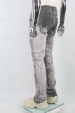 Grey Embroidery Logo Stacked Jeans Men