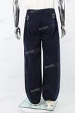 Navy Blue Metal Buckle Men's Baggy Pants