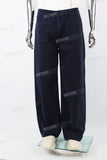 Navy Blue Metal Buckle Men's Baggy Pants