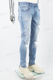 Rippy Patch Embroidery Men's Skinny Jeans