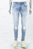Rippy Patch Embroidery Men's Skinny Jeans