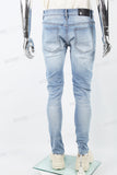 Rippy Patch Embroidery Men's Skinny Jeans