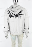 Vintage Wash Black Print Hooded White Hoodies