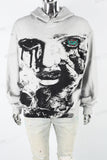 Vintage Wash Black Print Hooded White Hoodies