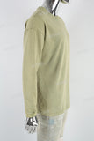 Grass Green Distressed Washed Long Sleeve Sweater