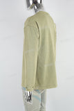 Grass Green Distressed Washed Long Sleeve Sweater