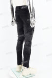 Fashion Skull Embroidered Black Ash Wash Mans Skinny Jeans