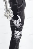 White Skull Embroidered Black Mans Cargo Pants