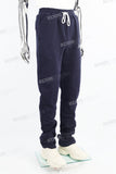 Dark royal blue logo embroidered knitted casual sweatpants