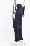 Dark royal blue logo embroidered knitted casual sweatpants