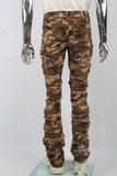 Printed Embroidered Ripped Camo Stack Jeans