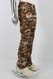 Printed Embroidered Ripped Camo Stack Jeans