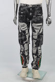 Black Grey Embroidery Ripped Cargo Baggy jeans