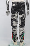 Black Grey Embroidery Ripped Cargo Baggy jeans