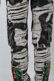 Black Grey Embroidery Ripped Cargo Baggy jeans