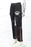 Spray panel black knitted flared track pants
