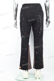 Spray panel black knitted flared track pants