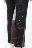 Spray panel black knitted flared track pants