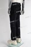 black strap skinny men jeans with mutil zipper
