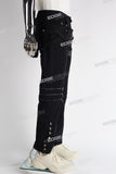 black strap skinny men jeans with mutil zipper