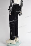 black strap skinny men jeans with mutil zipper