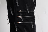 black strap skinny men jeans with mutil zipper