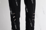 black strap skinny men jeans with mutil zipper