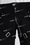 black strap skinny men jeans with mutil zipper