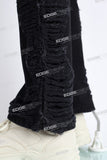 black boot cut distressed men jeans