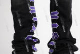 black flare bottom men jeans with embroidery