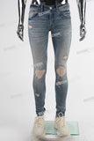Blue Stretch Spandex Distressed Skinny Jeans Men