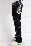 black flare bottom men jeans with embroidery